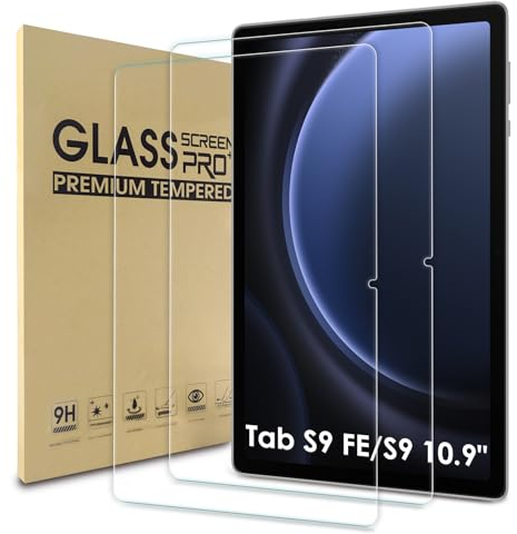WD&CD 2 Pack Screen Protector Compatible with Samsung Galaxy Tab S10 FE / S9 FE 10.9 Inch, Tempered Glass Film Replacement for Galaxy Tab S10 / S9 FE 10.9 Inch Anti Scratch Anti Bubble High Definition