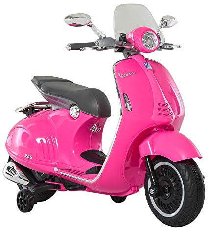 HOMCOM Moto Giocattolo con Licenza Ufficiale Vespa, Moto per Bambini 3+ Anni in PP e Acciaio con 2 Rotelle, Luci e Suoni, 108x49x75 cm, Rosa