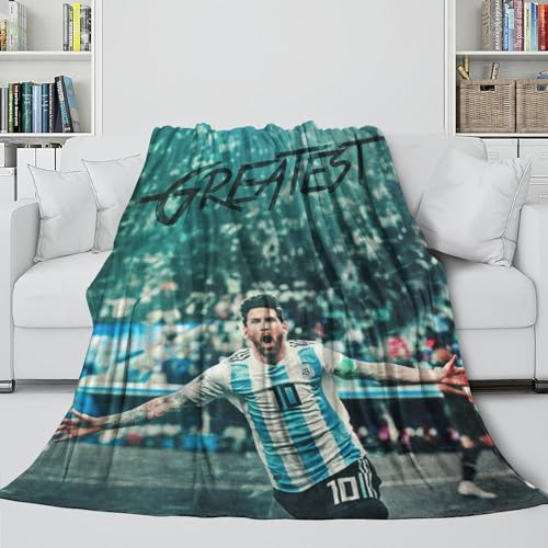 Messi Auffällige Decke - Fußball Kuschelige Decke Für Die Flucht Vor Den Mühen des Lebens - Sofa Bett Büro Krippe Draußen Dekor - Weihnachten Geburtstag Geschenk Idee(100x130cm)