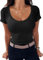 TrendiMax Womens Short Sleeve Scoop Neck Tee Shirts Ladies Fitted Casual Summer Tunic Tops Black