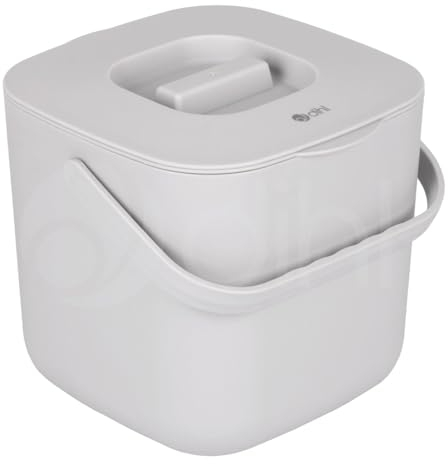 Dihl 7 Litre Indoor Kitchen Compost Caddy Bin, with Strainer and Odour Seal, 7L, Recycle Organic Waste, Grey