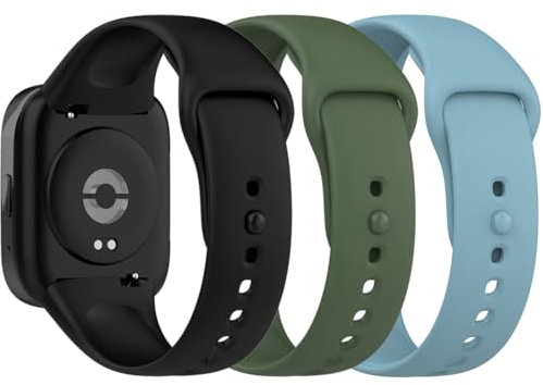 Pheant Sportarmband Kompatibel mit Xiaomi Redmi Watch 3 Active Armband Silikon Ersatzarmband für Damen Herren, Schwarz Dunkelgrün Blau