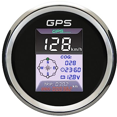 ELING 85 mm GPS Tachometer TFT-Bildschirm Geschwindigkeitsanzeige Kilometerzähler mit Uhr Voltmeter 12 Volt 24 V Universal für Auto Wohnmobil Rennwagen