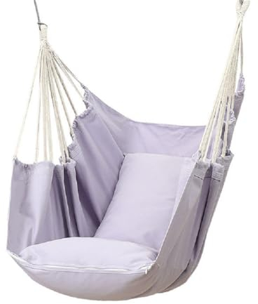 JUNYFFF Hängesessel Hängende Schaukel, Mit 2 Sitzkissen, Schaukelstuhl Hängematte Stuhl Für Hohen Komfort Langlebigkeit Perfekt Für Drinnen/Außen Haus Schlafzimmer Terrasse Hof Garten,Lila