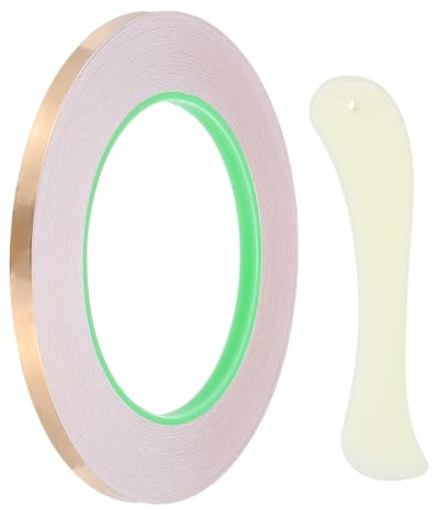 PATIKIL 36 Yard 1/4 Inch Ruban Adhésif En Cuivre Pour Outils Vitrail | 1 Rouleau, Ruban Cuivre Avec Outil Feuille Vitrail Conductive Avec Raclette, DIY Artisanat