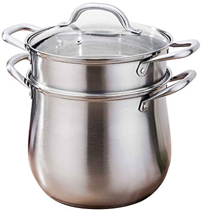 OQHAIR Olla con Cesta vaporera, Tapa de Acero Inoxidable y Asas Resistentes al Calor (28 x 36 cm)