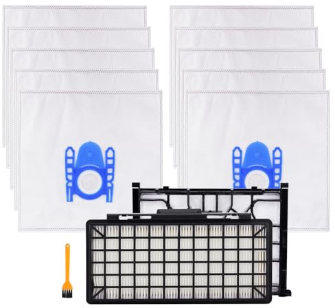10 Staubsaugerbeutel für Bosch Siemens Bodenstaubsauger VZ154HFB / VZ02MSF, 2 HEPA Filter Motorschutzfilter für Simens Q5.0 extreme Silence Power Staubsauger VSQ5X1230