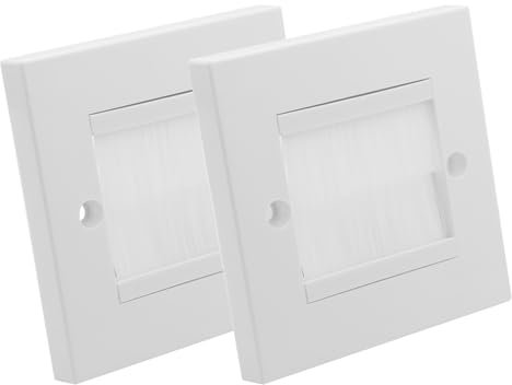 Batheidon 2 Pezzi Scatola di Giunzione Multimediale, Passacavi con Apertura a Spazzola, Adatta per TV, Monitor, PC, Console di Gioco, Home Cinema, Facile Installazione, 85x85mm