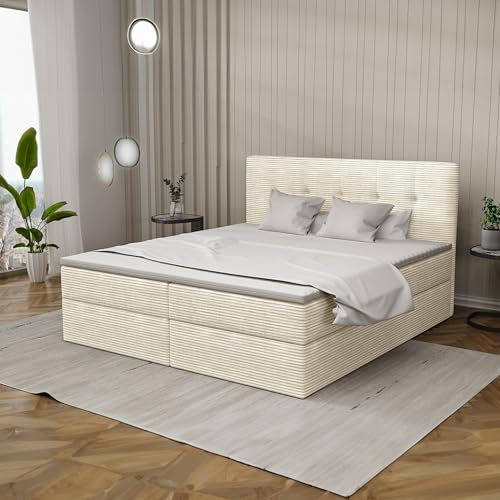Imebel Boxspringbett 180x200 mit Bettkasten - Bett mit Matratze und 2 Bettkästen - Schlafzimmerbett mit Topper - Bequemes und Elegantes Doppelbett für das Schlafzimmer