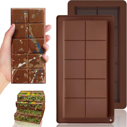 Lot de 2 moules à chocolat en silicone profond, super profonds, pour noix et pralines, réutilisable, pour fabrication de chocolats