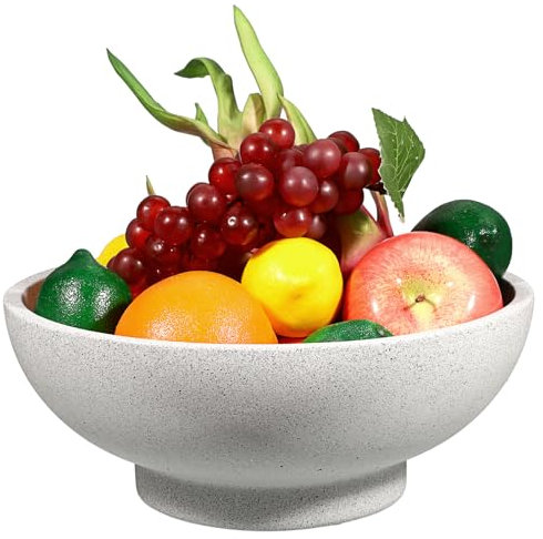 TOLIDA Handicraft Concrete Decorative Bowl - White Fruit Cup for Kitchen Counter Table, Modern Pedestal Bowl for Home Decor, Key Holder for Entry Table