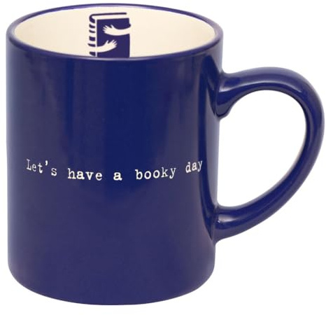moses. libri_x Becher Let´s have a booky day, Keramikbecher mit hochwertiger Gravur und Buch-Motiv, spülmaschinen- & mikrowellengeeignet, Kaffee-Tasse in Farbe electric blue, Fassungsvermögen 350 ml