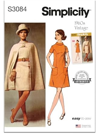 SIMPLICITY Sewing Pattern SS3084H5 Misses' Cape and Dress H5 (6-8-10-12-14)