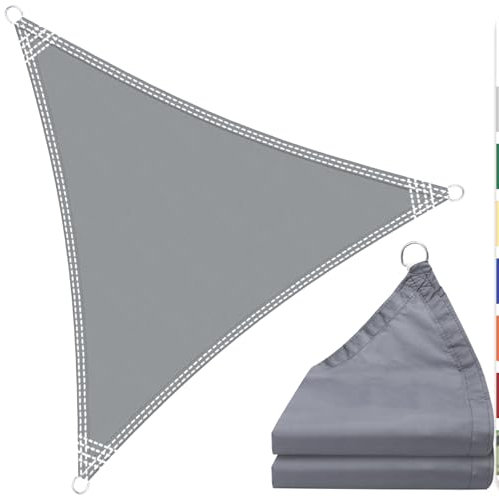 Toldo Vela de Sombra Triángulo 1.5m x 1.5m x 1.5m HDPE Transpirable Prevención Rayos UV Impermeable Toldos Exterior con Cuerda para Jardín Patio Exteriores Arena Terraza Balcón - Gris