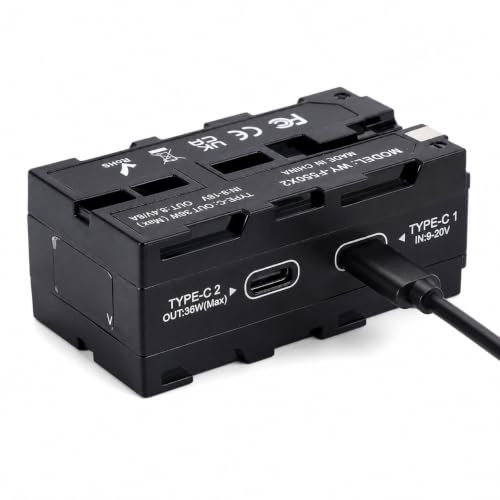NP-F Dummy-Batterieadapter, Zweiseitig mit Digitalem Display- und Typ-C-PD-Eingang, für die Stromversorgung und das Bild des Kamera