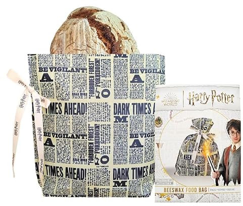 Harry Potter Bienenwachs beutel für Lebensmittel, Backwaren, Obst und Gemüse | Wiederverwendbare Bags für Frische Lebensmittel | 100% Natürlich Umweltfreundliche Lagerung (Daily Prophet, 30 x 40 cm)