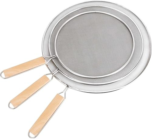 TOTSUN Set of 3 Oil Splatter Cover, Stainless Steel Grease Splatter Guard, Splatter Screen for Frying Pan Cooking Set Splatter Guard Fine Mesh Weave for Cooking & Frying Diameter in 21 cm 25 cm 29 cm