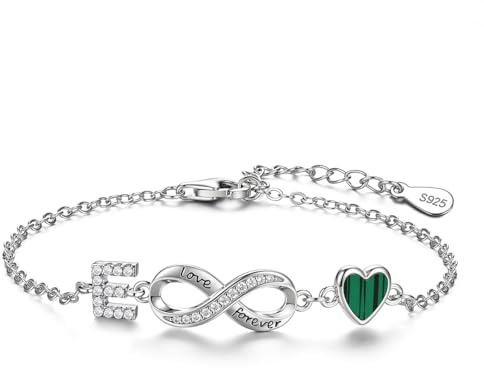 ChenYuTe Bracciale da donna argento sterling 925, dal design unico che fonde il simbolo dell'infinito, motivi a forma di cuore e le 26 lettere dell'alfabeto， il regalo perfetto per una donna