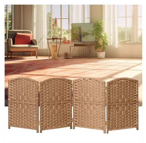 Faltbarer Raumteiler, handgewebt, 4/5/6 Paneele, Sichtschutz für Wohnzimmer, Schlafzimmer und Büro, Farbe 2, 80 x 40 cm, 4 Stück