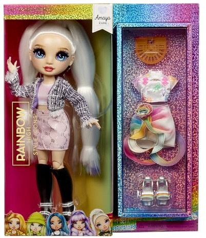 Rainbow High Style Icons Amaya - 28cm Fashion Doll with Long Brushable Hair, Comes with a Second Outfit, Matching, and a Second Pair of Shoes, Flexible with 13 Points of Articulation
