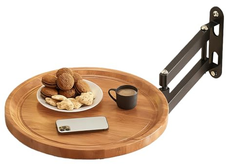 Mxshc Wandmontierbarer Klapptisch | Ausziehbare Wand Schreibtisch | Runder Klappbarer Tisch - Für Küche Bad Wohnung Kleinraum Eingangsbereich Wohnzimmer Getränke Handys Snacks