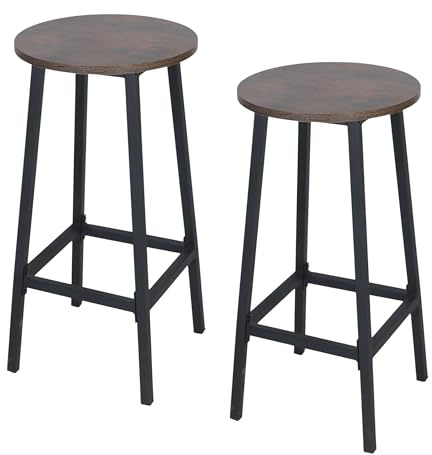 Relaxdays Barhocker, 2er Set, HxD: 65 x 32 cm, mit Fußstütze, Holzoptik & Metall, Barstuhl für Küche, Farbauswahl