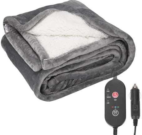 Heizdecke für Auto, 12 V, 3 Wärmestufen und Timer – waschbares Heizkissen für Autositz – lindert Rückenschmerzen und Regeln, ideal für lange Reisen und Winter (A)