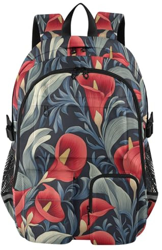 EtherSpher Large Travel Backpack for Men Retro Red Calla Lily Flowers Bookbag for Teen Girls 17 5 Work Backpack Adults Luggage Back Pack mochilas para hombres 7-18