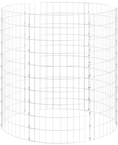 Qnhdfrt Gabionensäule Rund Ø 100x100 cm - Gabionenkorb aus verzinktem Stahl für Steine - Robuster Steinkorb als Gartendekoration und Pflanzsäule für Außenbereich