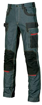 Pantaloni da uomo U-Power Platinum Buttom multitasche, tasche per ginocchiere, tasca sulla coscia rimovibile, tessuto confortevole, inserto elastico, usura esterna (rust jeans cargo 44)