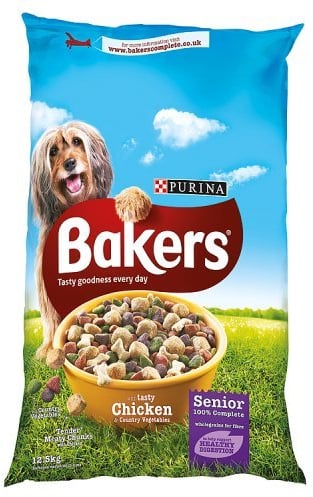 Bakers Complete Senior Dry Dog Food with Tasty Chicken Rice and Country Vegetables, 12.5kg