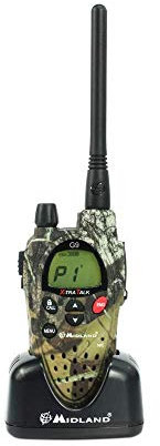 Midland G9 Plus Radio Ricetrasmittente Walkie Talkie Dual Band 8 Canali PMR446 e 16 Canali LPD, 1 Ricetrasmettitore, 4 Batterie Ricaricabili Ni-MH AA 800 mAh, Caricabatterie e Clip Cintura, Mimetico