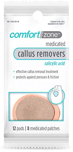 Comfort Zone Medicated Callus Patches for Feet, Effective Treatment with Salicylic Acid, 8 Medicated Patches and 12 Protective Callus Pads for Feet, 20 Piece