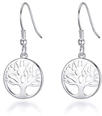 Boucles d'oreilles pendantes arbre de vie en argent sterling