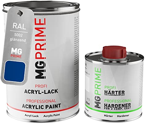 MG PRIME RAL 5002 Ultramarinblau/Ultramarine blue glänzend Acryl-Lack 1,5 Liter / 1500 ml Dose inkl. Härter