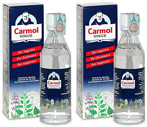 2x Carmol - Gocce di Erbe - 80 ml - Soluzione alcolica Balsamica da 10 erbe selezionate - Uso orale, per frizioni o da inspirare - 2 conf. da 80 ml l'uno + + in OMAGGIO 2 Tisane Funzionali Viropa##*-