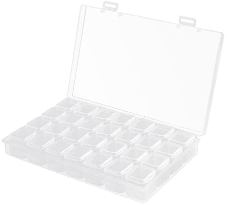 Gospire 28 Grids Diamond Box Clear Plastic Jewelry Craft Storage Container Diamond Painting Embroidery DIY Art Craft Accessory Organizer Case (Clear)