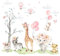 Little Deco Wandsticker Wandtattoo Kinderzimmer Mädchen Tiere Wandaufkleber Zebra Elefant Hase Löwe Wandbild Ballon Wolken Dschungel Sterne DL711-1