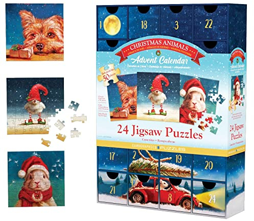 Eurographics Puzzle Adventkalender - Weihnachtstiere. 1200 Teile