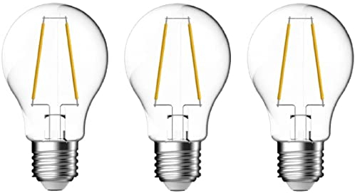 Energetic GLS Clear Filament LED Light Bulb, E27, 7W, 806 Lumens, Warm White 2700K - 3 Pack