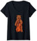 Damen Spielender Cello-Bär T-Shirt mit V-Ausschnitt