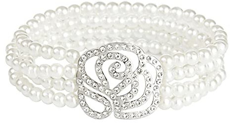 Pink Wedity para brazalete marrying PROM brazaleindividuales brazalete banda elástica de ciruciruciruciruaccesorios de mano de ciruciruflor para mujeres y niñas (Pulsera de perlas rosas)