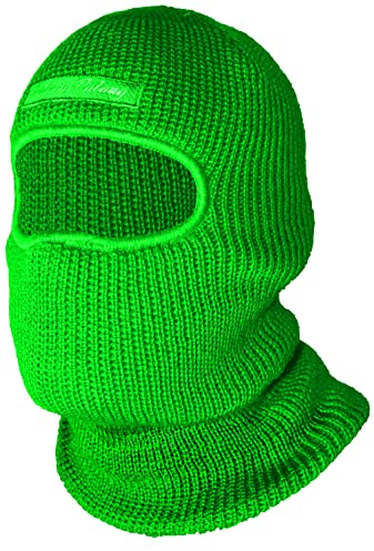 WilRoB Balaclava - 1 - Loch Sturmmaske, Vegan Sturmhaube, Skimaske gestrickt in versch. Farben, geeignet für Motorrad, Fahrrad (Grün)