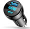 TechRise 66W Fast Car Charger, PD3.0 & QC4.0 Dual Port Cigarette Lighter USB Adapter, 12V/24V for iPhone, Samsung, iOS, Android Smartphones (Black)