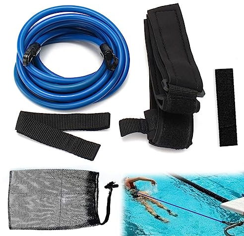Ncheli Schwimmgurt Erwachsene,3m Einstellbare Schwimmgurt Für Pool,Schwimmtrainer Gegenstromanlage Für Pool, Benutzt Für Schwimmingpools Widerstandstraining-Schwarz