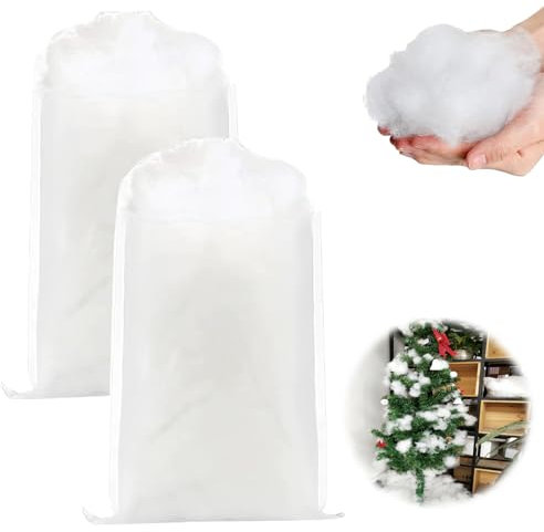 Funmo Navidad nieve artificial decoración fibra esponjosa nieve nieve nieve artificial nieve decorativa Navidad nieve artificial para árbol de Navidad abrigo invierno pueblo, decoración sencilla de