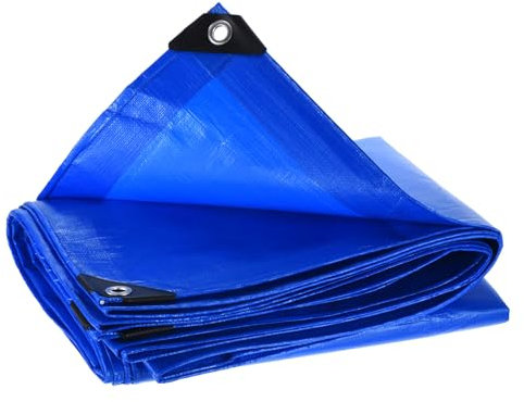 PATIKIL 10x7 Pies 10 Mil Pesado Tipo Lonas, PE Exterior Lona Cubierta Impermeable Gruesa Polietileno Lona Multiusos para Techo Carga Camión Barco Dosel Piscina, Azul