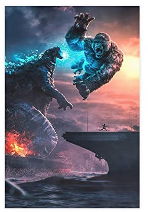 GUyfam Godzilla Vs King Kong Filmposter 33 Leinwand Poster Schlafzimmer Dekor Sport Landschaft Büro Zimmer Dekor Geschenk 30 x 45 cm