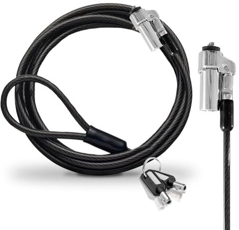 Cable Technologies Cable de seguridad Nano de acero antirrobo, 180 cm, para portátil, ranura de seguridad Kensington Nanosaver, cierre con llave, 2 llaves, bloqueo de protección Nano Saver,