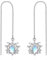 Lotus Mondstein Einfädler Ohrringe Sterling Silber lange Kette baumeln Tropfen Ohrringe Stud Lotus Blume Spaß Schmuck für Frauen
